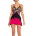 MORPHEW COLLECTION Black & Pink Silk Twill Leopard Flower Printed Dress Made From Vintage Scarf