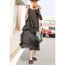 Italian black Cotton quilting dresses asymmetric tunic summer Dresses