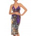 MORPHEW COLLECTION Purple & Grey Multicolored Silk Twill Jungle Print Scarf Dress Made From FENDI Vintage Scarves