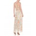 MORPHEW ATELIER Hand Painted Silk Lurex Fil Coupé  Chiffon Gown With Gold Chain Straps