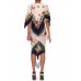 MORPHEW COLLECTION White Multicolored Silk Botanical Print With Borders Scarf Dress