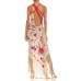 MORPHEW COLLECTION Beige Bias Cut Fringed Dress Made From 1920S Hand-Embroidered Silk