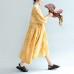 2021 yellow casual cotton dresses print  plus size sundress bracelet sleeved maxi dress