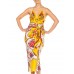 MORPHEW COLLECTION Yellow & Red Bias Cut Silk Jacquard Sagittarius Multi-Way Scarf Dress