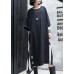 Vivid o neck patchwork cotton dresses Work Outfits black Maxi Dresses summer