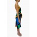 MORPHEW COLLECTION Black, Yellow, Green & Red Silk Geometric Scarf Dress Made From Louis Feraud Vintage