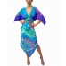 MORPHEW COLLECTION Blue & Purple Silk Floral 2-Scarf Dress Made From Pierre Cardin Vintage Scarves