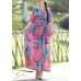 Modern pink prints cotton linen quilting clothes fine Work tie waist Maxi summer Dress