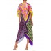 MORPHEW COLLECTION Multicolor Geometric Bias Cut Kaftan  Dress Made From 1960'S Silk Scarves