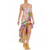 MORPHEW ATELIER Rainbow Nylon Hand Crocheted Cocktail Dress Made From 1960'S Psychedelic Fabric