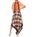 MORPHEW COLLECTION Black, Red & Cream Silk Shoe Print 2-Scarf Dress Made From Salvatore Ferragamo Vintage Scarves