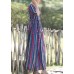 Loose o neck Half sleeve linen cotton outfit 2019 Photography blue striped long Dresses Summer