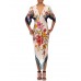 MORPHEW COLLECTION White Multicolored Silk Botanical Print With Borders Scarf Dress