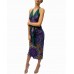 MORPHEW COLLECTION Purple & Green Silk Twill Floral Print Scarf Dress Made From  Vintage Scarves