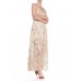 MORPHEW ATELIER Hand Painted Silk Lurex Fil Coupé  Chiffon Gown With Gold Chain Straps