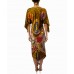 MORPHEW COLLECTION Gold Multi Silk Status & Scenic Print 2-Scarf Dress Made From Vintage Scarves