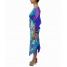 MORPHEW COLLECTION Blue & Purple Silk Floral 2-Scarf Dress Made From Pierre Cardin Vintage Scarves