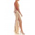 MORPHEW COLLECTION Beige Bias Cut Fringed Dress Made From 1920S Hand-Embroidered Silk