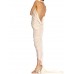 MORPHEW ATELIER Ivory Rayon Blend Jersey Asymmetrically Draped Sexy Gown With Metal Mesh & Swarovski Crystals