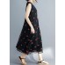 Elegant embroidery lace clothes Sleeve black Dress summer sleeveless