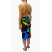 MORPHEW COLLECTION Black, Yellow, Green & Red Silk Geometric Scarf Dress Made From Louis Feraud Vintage