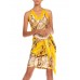 MORPHEW COLLECTION Yellow & Beige Silk Sagittarius Dress Made From Vintage Scarves