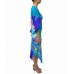 MORPHEW COLLECTION Blue & Purple Silk Floral 2-Scarf Dress Made From Pierre Cardin Vintage Scarves