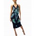 MORPHEW COLLECTION Black & Blue Multicolored Silk Twill Print Scarf Dress Made From Vintage Scarves