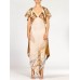 MORPHEW COLLECTION Pastel Earthtone Silk Backless Three- Scarf Dress