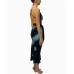 MORPHEW COLLECTION Black & Blue Multicolored Silk Twill Print Scarf Dress Made From Vintage Scarves