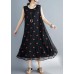 Elegant embroidery lace clothes Sleeve black Dress summer sleeveless