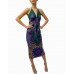 MORPHEW COLLECTION Purple & Green Silk Twill Floral Print Scarf Dress Made From  Vintage Scarves